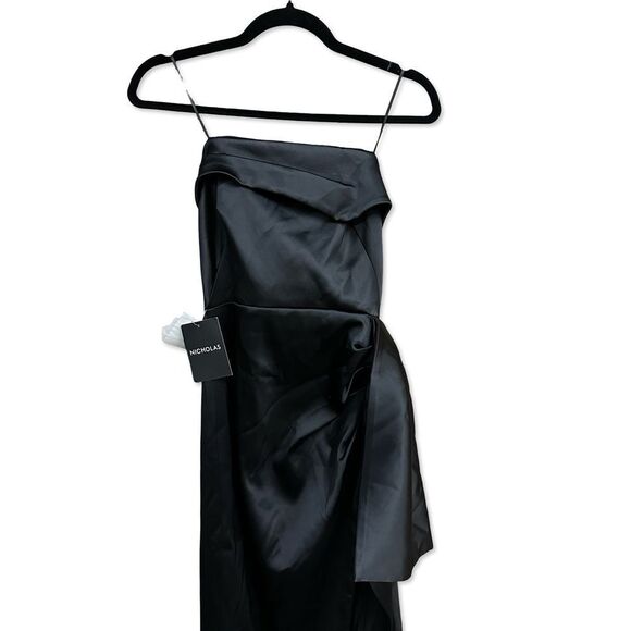 NICHOLAS Erelyn Strapless Gown Black satin maxi dress Revolve $585 Sz 0 - Picture 8 of 11